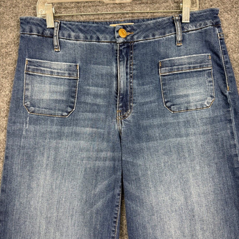 KUT from the Kloth Meg Wide Leg Jeans Womens 10 Blue High Rise Patch Pockets - Picture 11 of 15